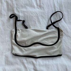 ALO Yoga Cream and Black Top